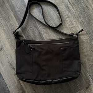 Pistil Black Textured Canvas Leather Crossbody Bag